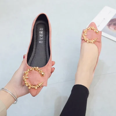 Spring and Autumn Casual Fashion Pointed Toe Comfortable Non-slip Wear-resistant Simple Metal Decorative Women's Shoes 4