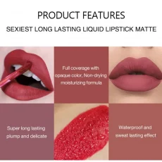 6Pcs Matte Liquid Lipstick Makeup Set, Matte Liquid Long-Lasting Wear Non-Stick Cup Not Fade Waterproof Lip Gloss 4