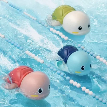 3PCS Baby Bath Toys Water Chain Clockwork Bathing Cute Swimming Turtle Toy Toddler Pool Beach Classic Toy For Kids Water Playing 3