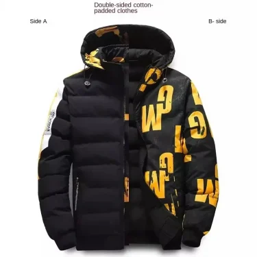 Men Autumn Winter Cotton Jacket Warm Comfortable Padded Thickened Down Jacket New Double-Sided Clothes Removable Cap M-5XL 3