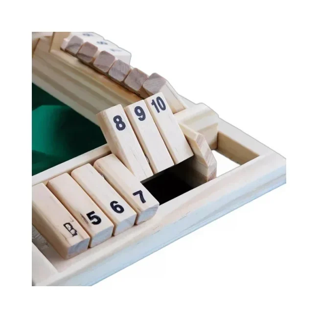 Wooden Dice Board Game Shut The Box for 4 Players Flaps & Dices Game Parent-children Interaction Family Entertainment 5