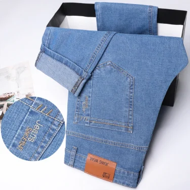 Summer new men's micro elastic straight leg denim pants with shape and skin friendly business men's pants in multiple sizes 5