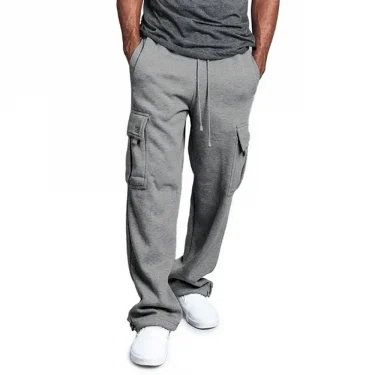 Men Cargo Jogger Pants Autumn Winter Fleece Sweatpants Loose Trousers Multi Pocket Overalls Hip Hop Streetwear Cargo Long Pants 3