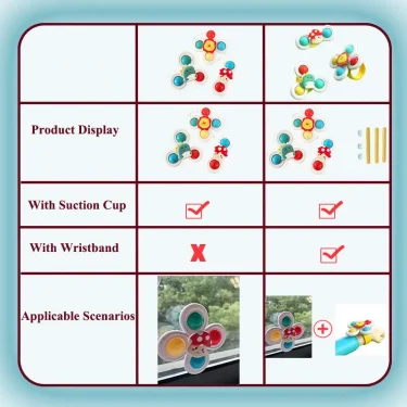 3PC Set Suction Cup Spinning Cartoon Animal Spinner Toys For Kids Window High Chair Tray Bath Table Travel for Children Gift 2