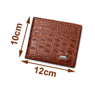 Crocodile Grain Genuine + PU Leather Short Design Wallet Fashion Coin Money Bag Card Holder Carteira Brown Pursh For Men 6