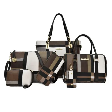 Cross-body Bag Elegant Fashion Shoulder Women's Bag Vintage Large Capacity Crocodile Pattern Mother Bag Six-piece Set 3