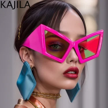 Oversized Cat Eye Sunglasses Women Big Frame 2025 Luxury Brand Shield Punk Sun Glasses For Ladies Windproof Eyewear Shades UV400 3