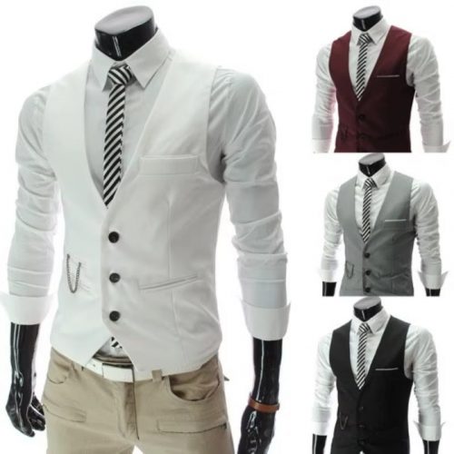 New Men's Dress Tank Top Slim Fit Men's Suit Tank Top Men's Coat Solid Color Casual Sleeveless Formal Business Jacket