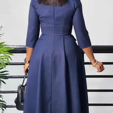 FairyShely 2025 Sexy Solid Plus Size Dress Women Long Sleeve Large Big Long Dresses Lady Autumn Party Tight Folds Curvy Dress 3