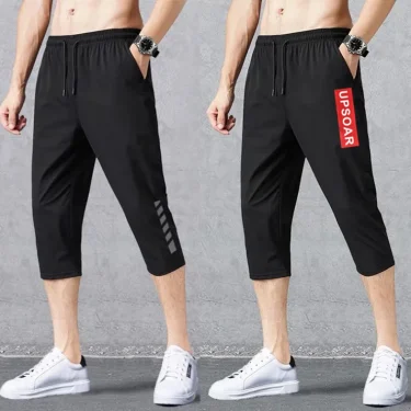 Summer Men's Shorts Breathable Stretched Nylon Ice Silk 3/4 Short Capris Pants Sports Breeches Plus Size Casual Shorts Male 3