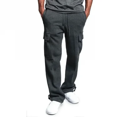 Men Cargo Jogger Pants Autumn Winter Fleece Sweatpants Loose Trousers Multi Pocket Overalls Hip Hop Streetwear Cargo Long Pants 4
