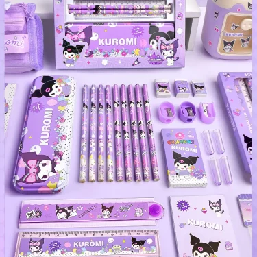 Sanrio Kuromi Stationery Set Cartoon Cinnamoroll My Melody Pencils Erasers Rulers Student School Supplies Study Stationery Gifts 2