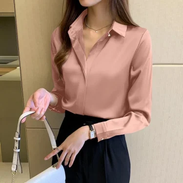 Woman Spring Autumn Style Blouses Shirts Lady Casual Long Sleeve Turn-down Collar Blusas Tops DF4846 4