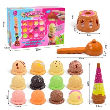 Children's Ice Cream Stacking Games Simulated Food Stack Up Play Kids Kitchen Pretend Play Toy Educational Toys For Gift Box 5