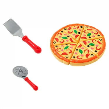 Kids Pizza Cutting Toy Simulation Plastic Pizza Dinette Child Toy Kitchen Pretend Play Food Cooking Kitchen Toys for Girls Kids 2