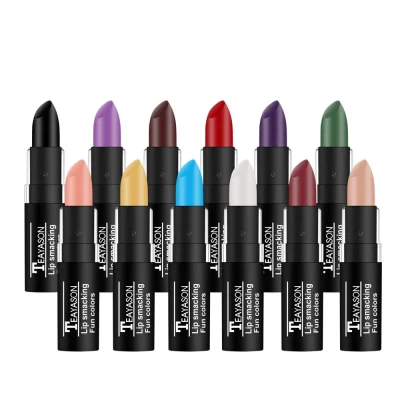 1Pcs Long Lasting Pigment Nude Purple Black Blue Red Green Lipstick Waterproof Velvet Matte Luxury Lips Makeup Cosmetics 6