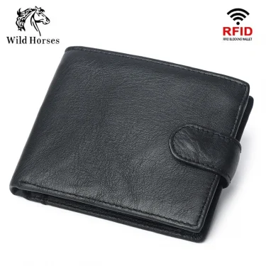 Rfid Genuine Leather Mens Wallet with Coin Pocket Bussiness Designer Mens Leather Wallet 1