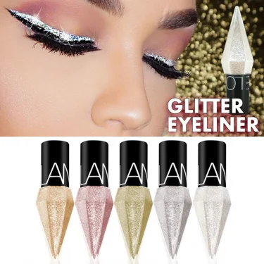 New Professional Shiny Eye Liners Cosmetics for Women Pigment Silver Rose Gold Color Liquid Glitter Eyeliner Cheap Makeup 3