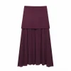 wine red skirt