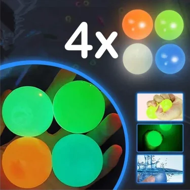 1-4Pcs Luminous Balls High Bounce Glowing Ball Sticky Wall Home Party Decor Kids Adult Gift Anxiety Stress Relieve Toy 4.5cm/6cm 1