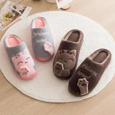 Women's Kawaii Cat Decor Slippers, Comfortable Plush Lined Slip On Shoes, Women's Warm Winter Shoes 2