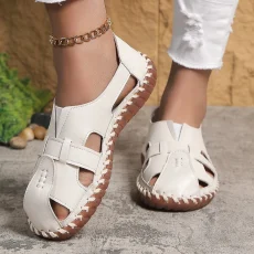 Soft Sole Mum Sandals Women Summer Flats Comfortable Non-slip Loafers Breathable Solid Colour Walking Shoes Sapatenis Feminino 1