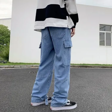 Men Wide Leg Jeans Hip Hop Casual Men's Straight Baggy Denim Pants Streetwear Skateboard Pant Neutral Trousers Plus Size S-5XL 6