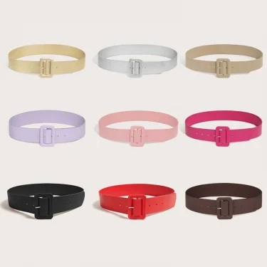 Women's Wide Belt PU Leather Belt Fashion Simple Belt for Women's Dress Luxury Designer Brand Black Pink Belt Female Strap DT167 2