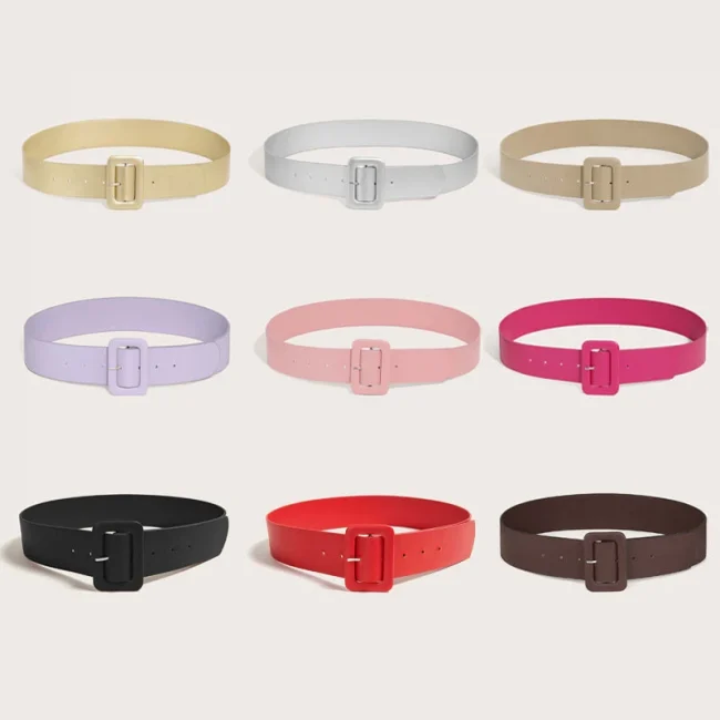 Women's Wide Belt PU Leather Belt Fashion Simple Belt for Women's Dress Luxury Designer Brand Black Pink Belt Female Strap DT167 2