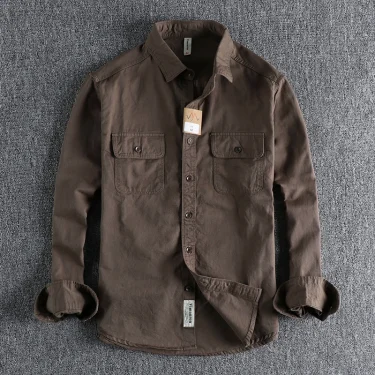 Multi-colored Retro Stripe Cotton Shirt Men's Long Sleeve Spring Autumn New Fashion Daily Dressed Up Workwear Shirt 2