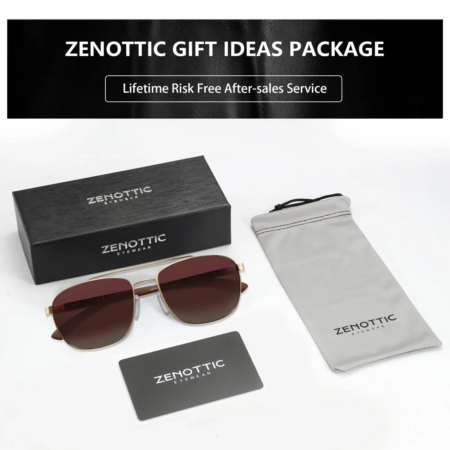 ZENOTTIC Trend Wood Polarized Sunglasses for Men 100% UV Protection Fishing Driving Golf Pilot Shade Sun Glasses 6