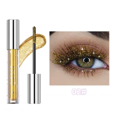 Sliver Gold Purple Glitter Mascara Quick Dry Long Lasting Waterproof Curling Thick Shiny Eyelash Fashional Sexy Diamond Mascara 5