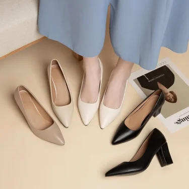 New High Heel Shoes Pointed Shallow Patent Leather High Heels Fashion Elegant Shoes Women Thin Heel Platform Work Shoes Pumps 3