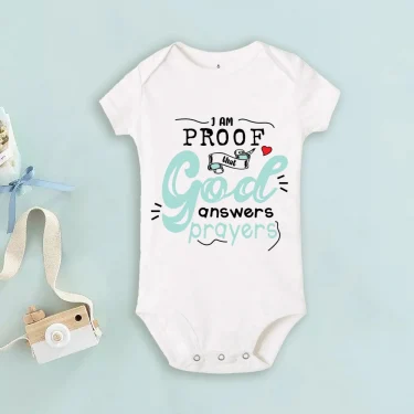Proof That God Answers Prayers Baby Bodysuit Little Answered Prayer Romper Baby Announcement Bodysuits Newbron Shower Gift 3