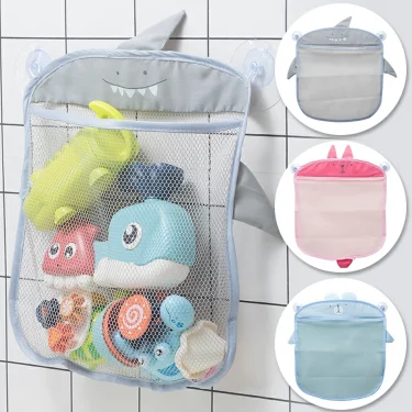 QWZ New Baby Bathroom Mesh Bag Sucker Design For Bath Toys Kids Basket Cartoon Animal Shapes Cloth Sand Toys Storage Net Bag 1