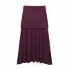 wine red skirt