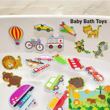 Baby Bath Toys Foam Animals Cognitive Floating Toy Educational Toy EVA Paste Puzzle Toys Bathtub Traffic Baby Bathroom Toys 3