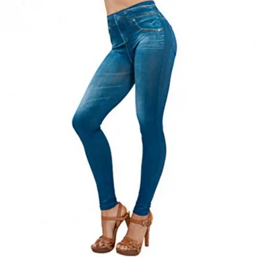 Pants Denim Women Jeans Multi Pockets High Waist Jeans Print Stretch Pencil Pants Women Casual Pants All-match Bottoming Pants 3