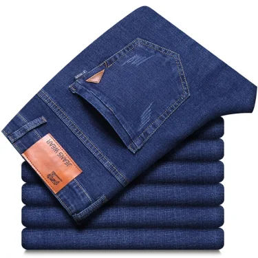 New Men Comfortable Soft Business Fashion Straight Casual Denim Trousers Male Brand Clothing Light Luxury Stretch Slim Fit Pants 3