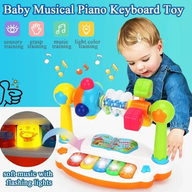 Baby Piano Toys Kids Rotating Music Piano Keyboard with Light Sound, Musical Toys for Toddlers,Early Educational Music Toy Gifts 3