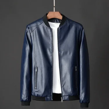 New Men Black Biker PU Leather Coat Korean Fashion Men Pu Leather Jacket Trend Casual Fit Slim Baseball Clothes 8Xl 3