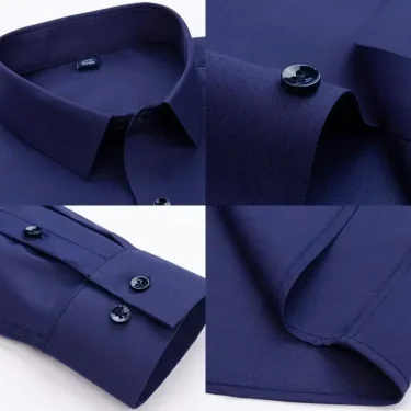 S-8XL New Stretch Anti-Wrinkle Mens Shirts Long Sleeve Dress Shirts For Slim Fit Camisa Social Business Blouse White Shirt 6
