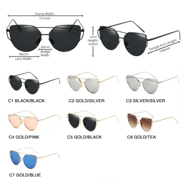 HOOBAN Classic Cat Eye Sunglasses Women Fashion Metal Big Cateye Sun Glasses For Ladies Vintage Mirror Shades Oculos UV400 6