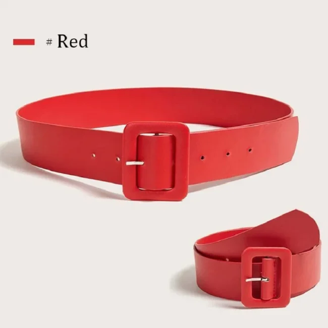 Women's Wide Belt PU Leather Belt Fashion Simple Belt for Women's Dress Luxury Designer Brand Black Pink Belt Female Strap DT167 3