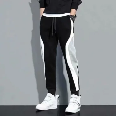 Men's Sports Pants Spring Autumn Male Loose Fitting Leggings Patchwork Running Training Casual Pants Fashion Outfit Trousers 2