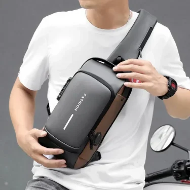 Men Anti Theft Chest Bag Shoulder Bags USB Charging Crossbody Package School Short Trip Messengers Bags Men's Oxford Sling Pack 4