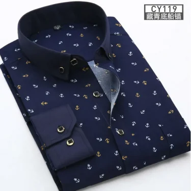 New men's shirt long sleeve spring and summer thin business casual wear fashion breathable slim print high quality plaid 4