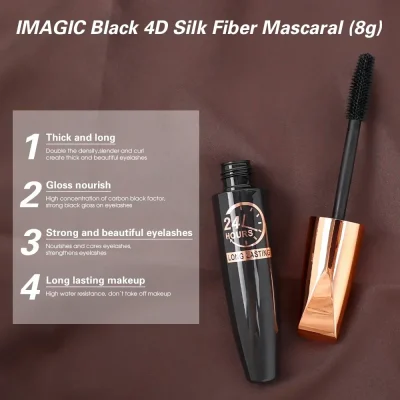 5D Waterproof Mascara Lengthens Eyelashes Extension Black Silk Fiber Mascara Female Makeup Cosmetic Waterproof Mascara 4