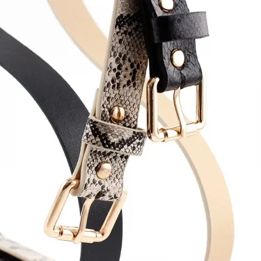 105x2.3cm High Quality lady Retro Pu Leather Snake skin texture Waist Belt Women Jeans、 dresses clothing paired with fine belt 3