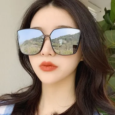 Exquisite Designer Cat Eye Sunglasses Woman Vintage Black Mirror Sun Glasses For Fashion Big Frame Cool Female Oculos De Sol 3
